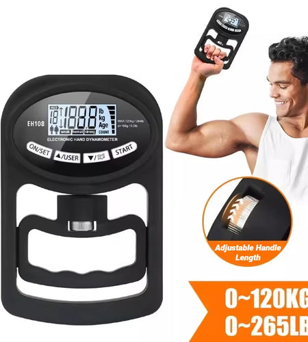 265Lbs/120Kg Grip Strength Meter for Men and Women Tester Digital Hand Dynamometer Training USB LCD Screen