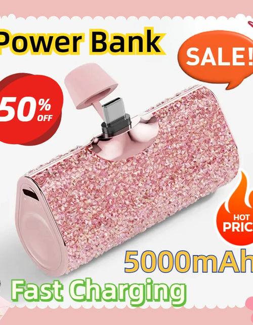 Load image into Gallery viewer, Portable Charger Mobile Power Bank Power Banks Fast Charging Power Bank Shiny Diamond Fashion High Quality 5000Mah
