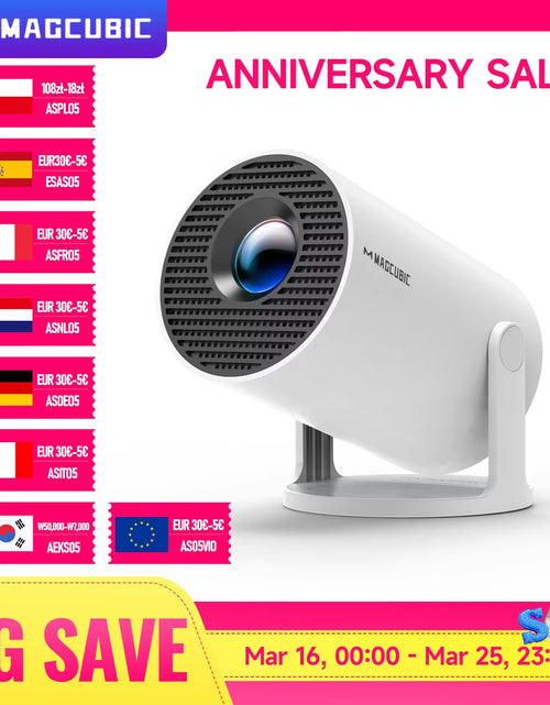 Load image into Gallery viewer, Projector HY300 PRO 8K Android 14 Dual Wifi6 290ANSI Allwinner H726 BT5.4 1080P 1280*720P Home Cinema Outdoor Projetor
